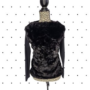 ZARA KNIT Women's Black Faux Fur sweater SIZE M